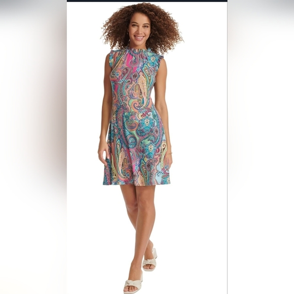 Tommy Hilfiger Paisley Sleeveless Dress Size 10 - Picture 2 of 9